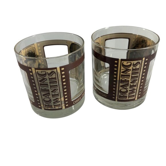 Vitg 2 Old Fashioned Glasses Roaring Twenties Actors Cocktail HouzeArt Bar Rocks - Picture 1 of 12